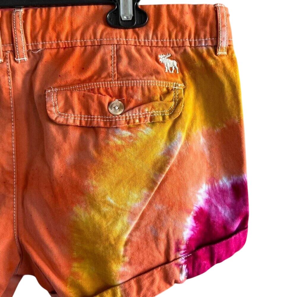Womens Shorts Size 12 Orange Tie Dye Reworked Summer Vacation Resort Beachy Fun - Picture 8 of 8